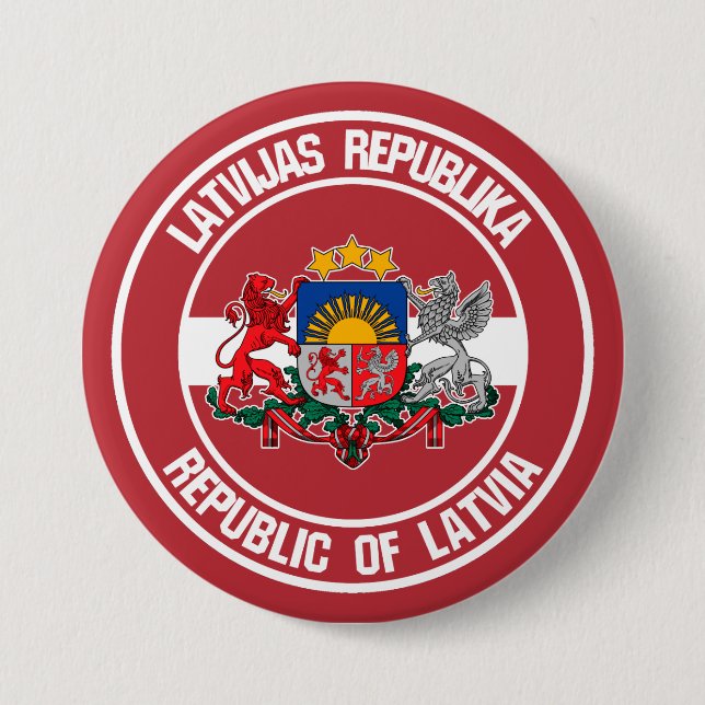 Latvia Round Emblem 3 Inch Round Button (Front)