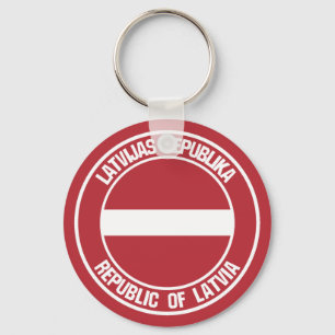 Latvia Round Emblem Keychain