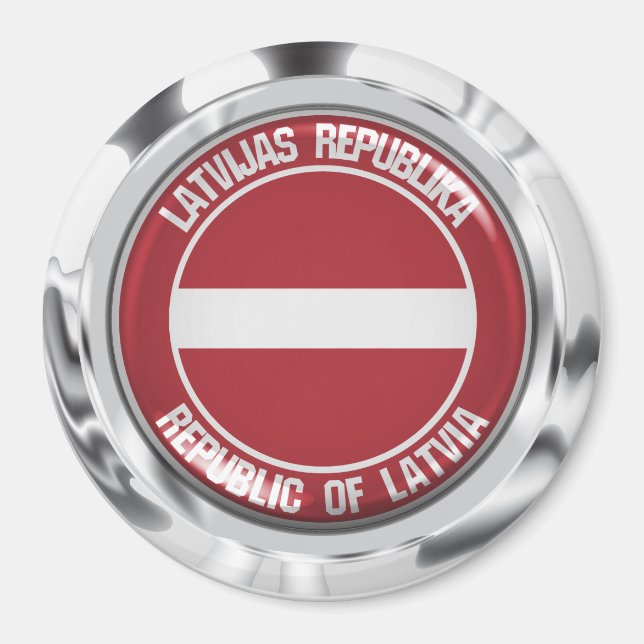 Latvia Round Emblem Magnet (Front)