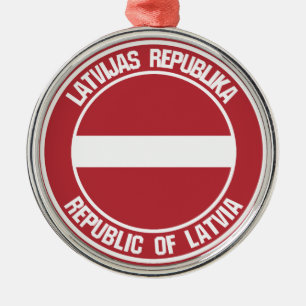 Latvia Round Emblem Metal Ornament