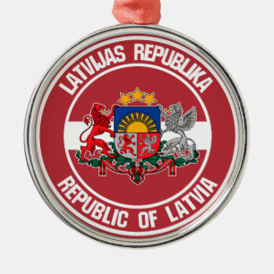 Latvia Round Emblem Metal Ornament