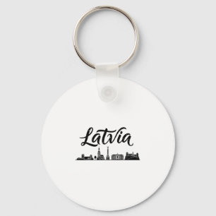 Latvia Skyline Travel Vacation Outfits Keychain