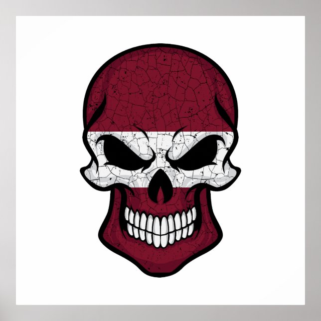 Latvia Smiling Skull Flag Poster (Front)