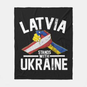 Latvia Stands With Ukraine Ukrainian Latvian Flag Fleece Blanket