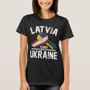 Latvia Stands With Ukraine Ukrainian Latvian Flag T-Shirt