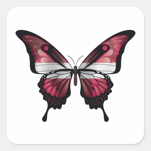 Latvia Swallowtail Butterfly Flag Square Sticker (Front)