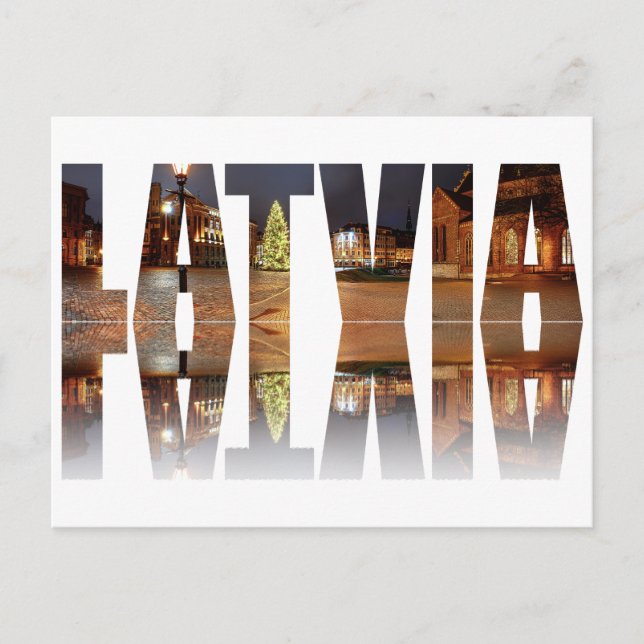 Latvia text with Dome Square with Christmas tree Postcard (Front)