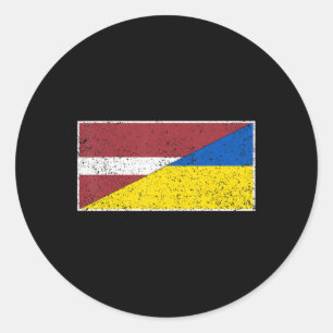 LATVIA UKRAINE FLAG LATVIAN UKRAINIAN NATIONALITY  CLASSIC ROUND STICKER
