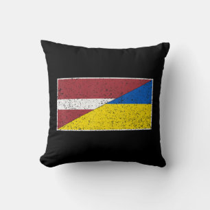 LATVIA UKRAINE FLAG LATVIAN UKRAINIAN NATIONALITY THROW PILLOW