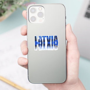 Latvia winter night text with reflection
