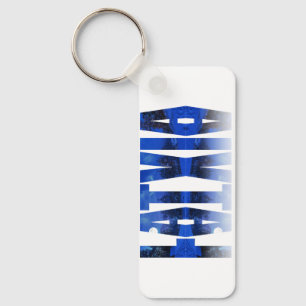 Latvia winter night text with reflection keychain
