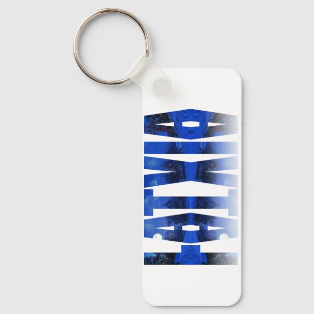 Latvia winter night text with reflection keychain (Front)