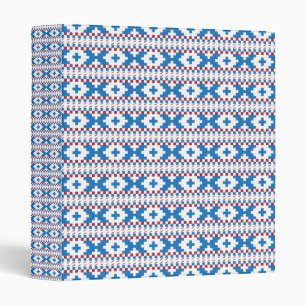 Latvian ancient signs blue, red, white folk art binder