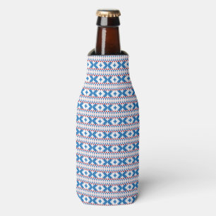 Latvian ancient signs blue, red, white folk art bottle cooler