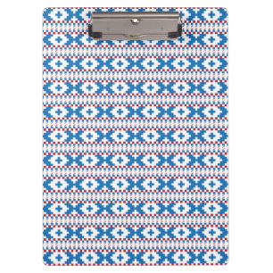 Latvian ancient signs blue, red, white folk art clipboard