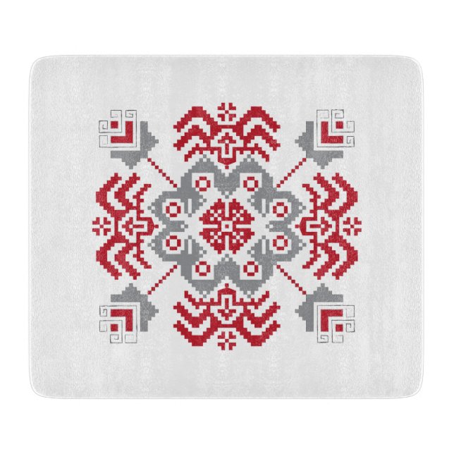 Latvian Auseklis Folk art geometric medallion Cutting Board (Front)