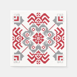 Latvian Auseklis Folk art geometric medallion Napkin