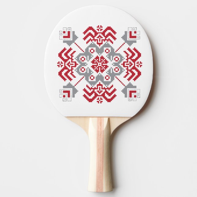 Latvian Auseklis Folk art geometric medallion Ping Pong Paddle (Front)