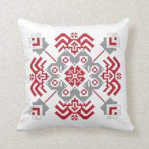 Latvian Auseklis Folk art geometric medallion Throw Pillow