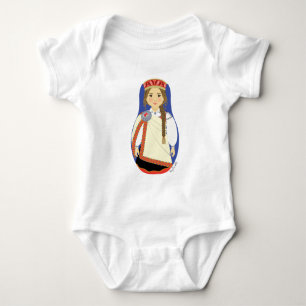 Latvian Brunette Matryoshka Baby Bodysuit