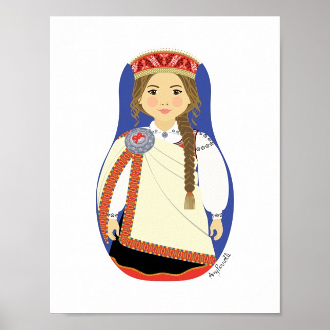 Latvian Brunette Matryoshka Poster (Front)