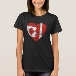 Latvian Canadian Flags Heart Canada Latvia Roots V T-Shirt