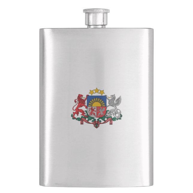 Latvian coat of arms hip flask (Front)
