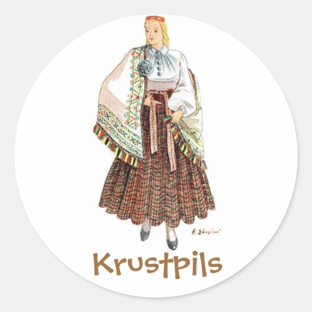Latvian costume sticker (Krustpils) (Front)
