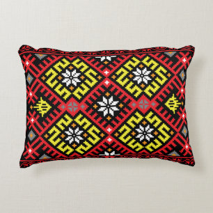 Latvian ethnographic design accent pillow