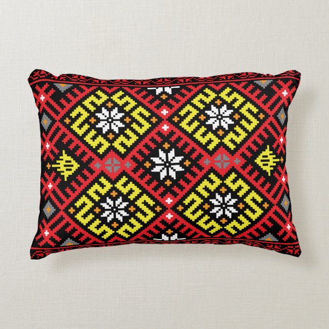 Latvian ethnographic design accent pillow (Front)