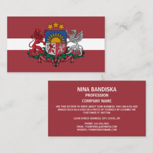 Latvian Flag & Coat of Arms, Flag of Latvia Business Card