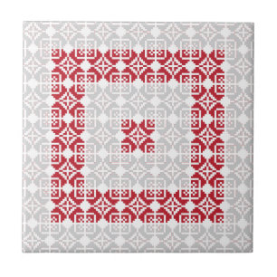 Latvian Morning SUN geometric pattern I Tile