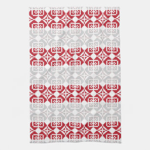 Latvian Morning SUN geometric pattern II Kitchen Towel