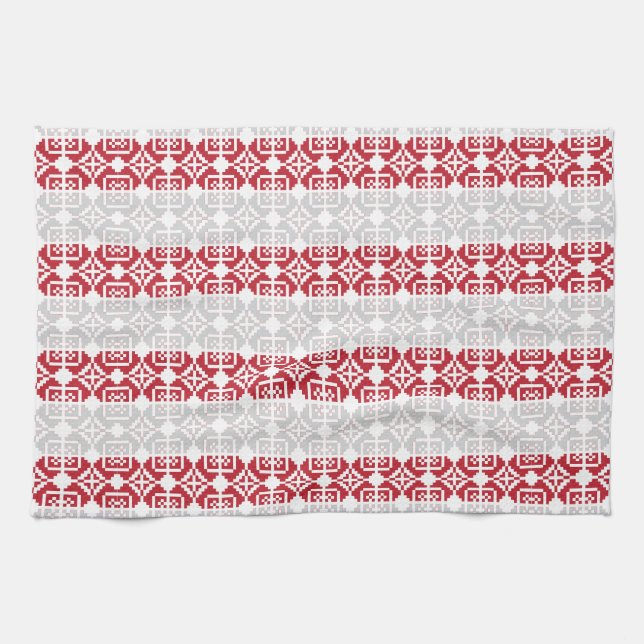 Latvian Morning SUN geometric pattern II Kitchen Towel (Horizontal)