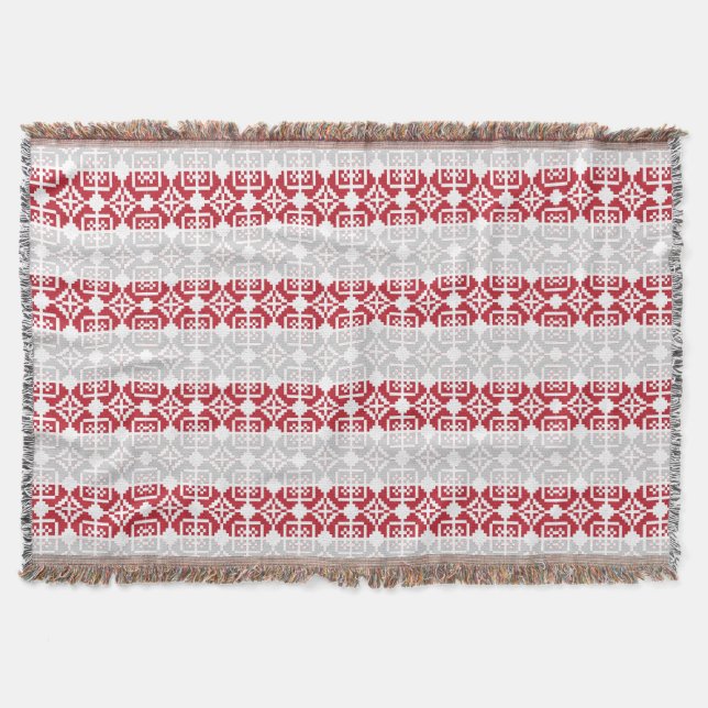 Latvian Morning SUN geometric pattern II Throw Blanket (Front)