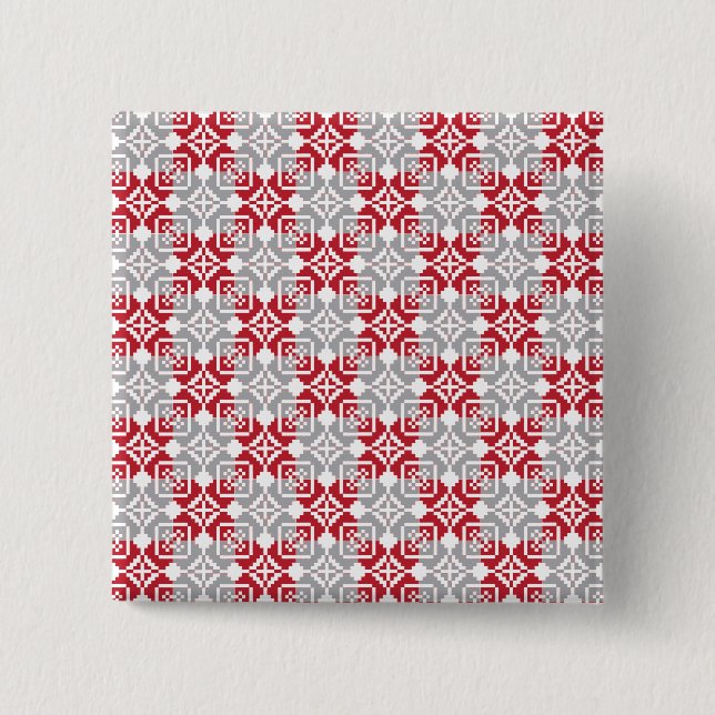 Latvian Morning SUN geometric pattern III 2 Inch Square Button (Front)