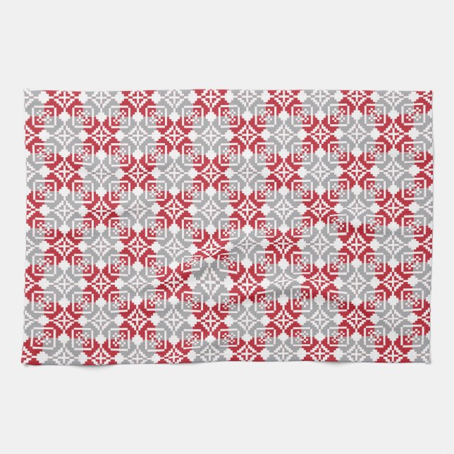 Latvian Morning SUN geometric pattern III Kitchen Towel (Horizontal)