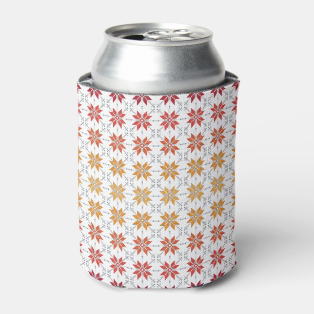 Latvian Morning SUN geometric pattern IV Can Cooler (Can Front)