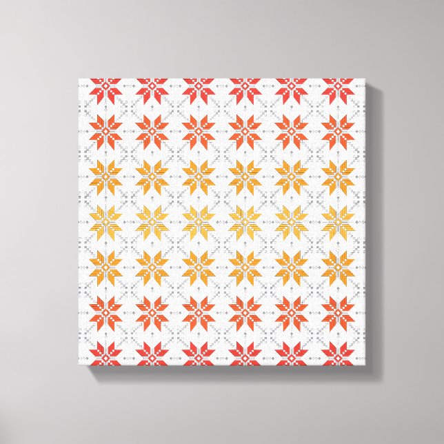 Latvian Morning SUN geometric pattern IV Canvas Print (Front)