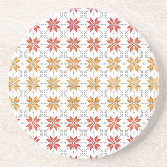 Latvian Morning SUN geometric pattern IV Coaster (Front)