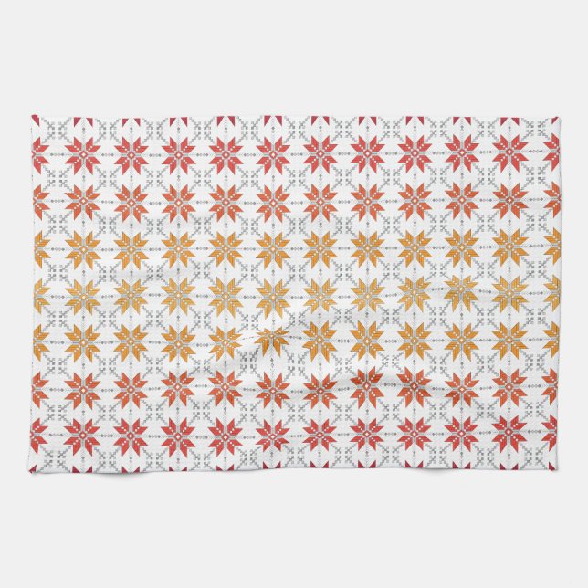 Latvian Morning SUN geometric pattern IV Kitchen Towel (Horizontal)