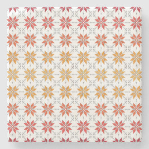 Latvian Morning SUN geometric pattern IV Stone Coaster