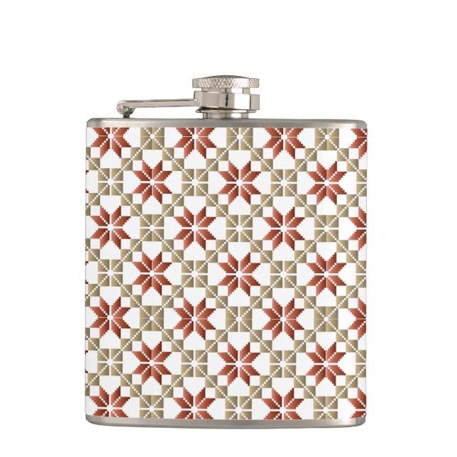 Latvian Morning SUN geometric pattern IX Hip Flask (Front)