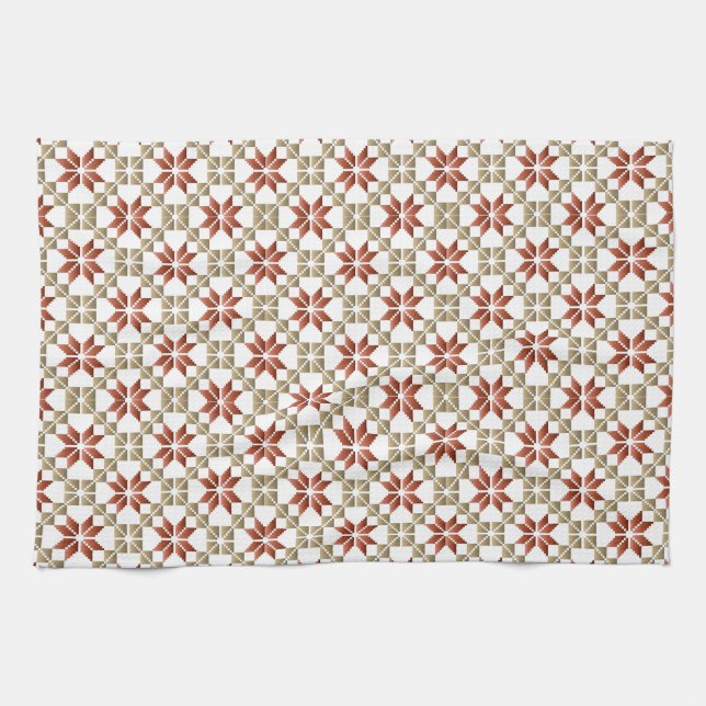 Latvian Morning SUN geometric pattern IX Kitchen Towel (Horizontal)