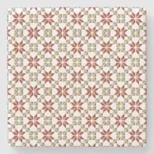 Latvian Morning SUN geometric pattern IX Stone Coaster