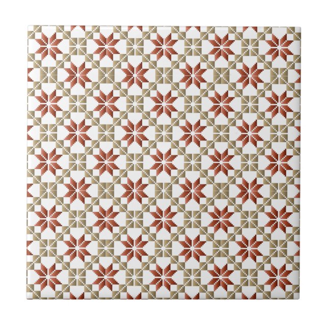 Latvian Morning SUN geometric pattern IX Tile (Front)