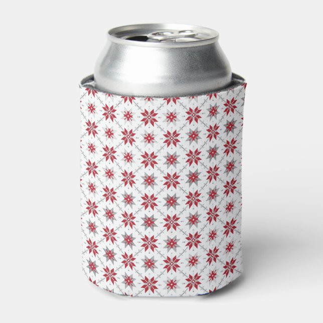 Latvian Morning SUN geometric pattern V Can Cooler (Can Front)