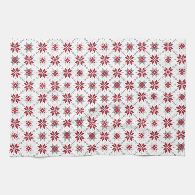 Latvian Morning SUN geometric pattern V Kitchen Towel (Horizontal)
