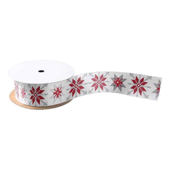 Latvian Morning SUN geometric pattern V Satin Ribbon (Spool)