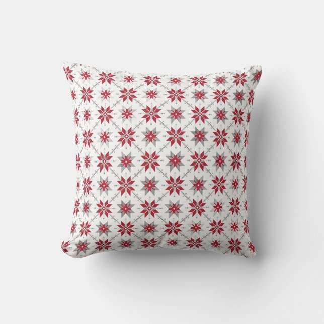 Latvian Morning SUN geometric pattern V Throw Pillow (Front)